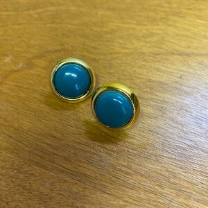 Gold-Tone Earrings with Teal